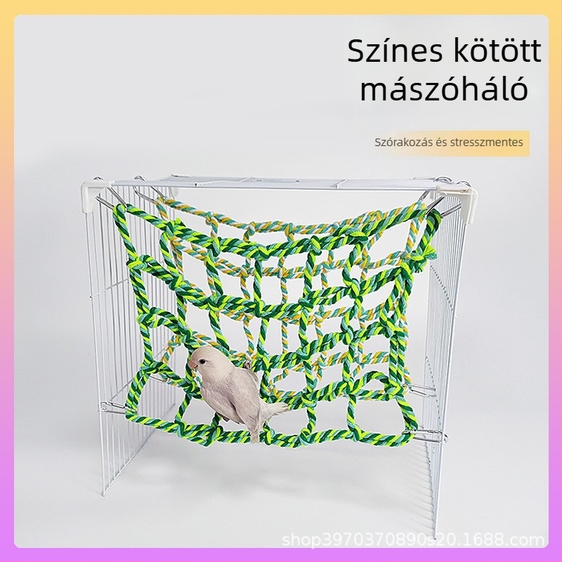 Papagáj szövött mászóháló harapásálló, pamut zsinór, Mooi muyu márka, madárjáték