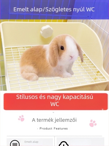Felfelé emelt négyszögletes WC nyulak és guinea pig számára, nagy alomtálca háziállatok számára; Anyag: Egyéb; Eredet: Egyéb; Importált: Nem; Márka: Egyéb