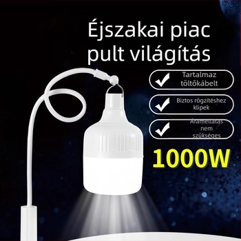 USB-töltésű újratölthető LED-lámpa éjszakai piaci standhoz, állvánnyal és fényerő-szabályozóval