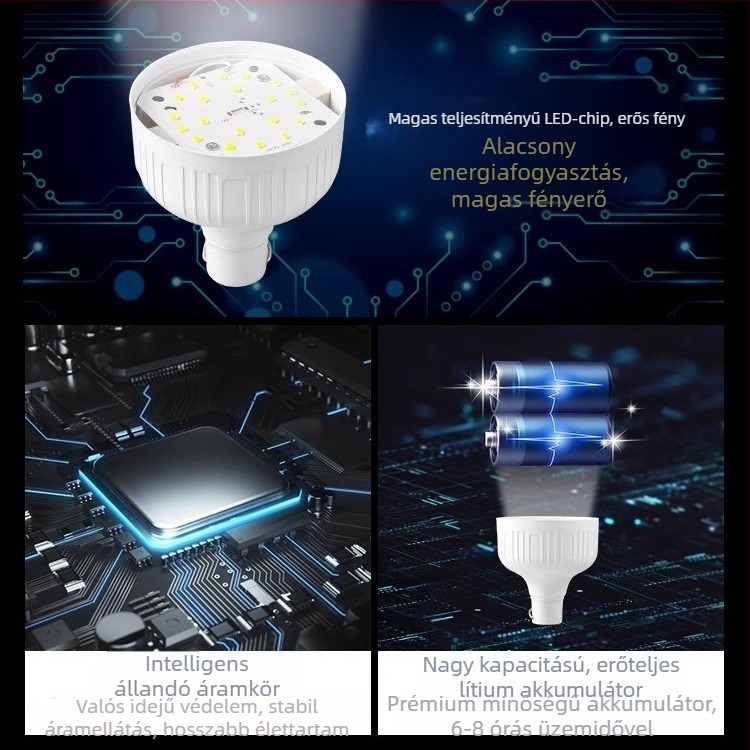 USB-töltésű újratölthető LED-lámpa éjszakai piaci standhoz, állvánnyal és fényerő-szabályozóval