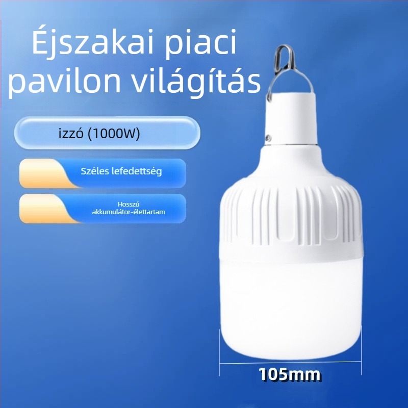 USB-töltésű újratölthető LED-lámpa éjszakai piaci standhoz, állvánnyal és fényerő-szabályozóval