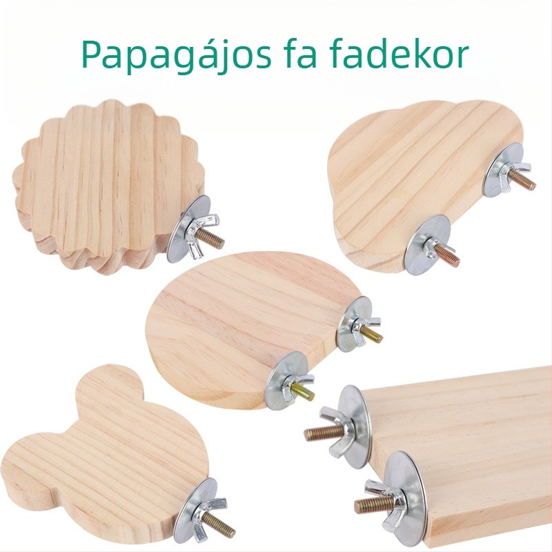 Papagájok számára készült fából készült platforma – ugrálásra és mászásra; Anyag: fenyő; Márka: Quimai; Kompatibilis papagájokkal; Nincs import