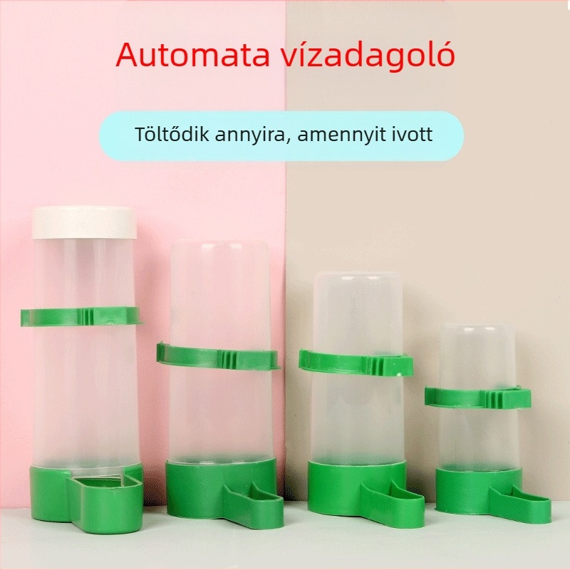 Madár számára automata vízadagoló – anti-szórás funkció, műanyag, hazai termék