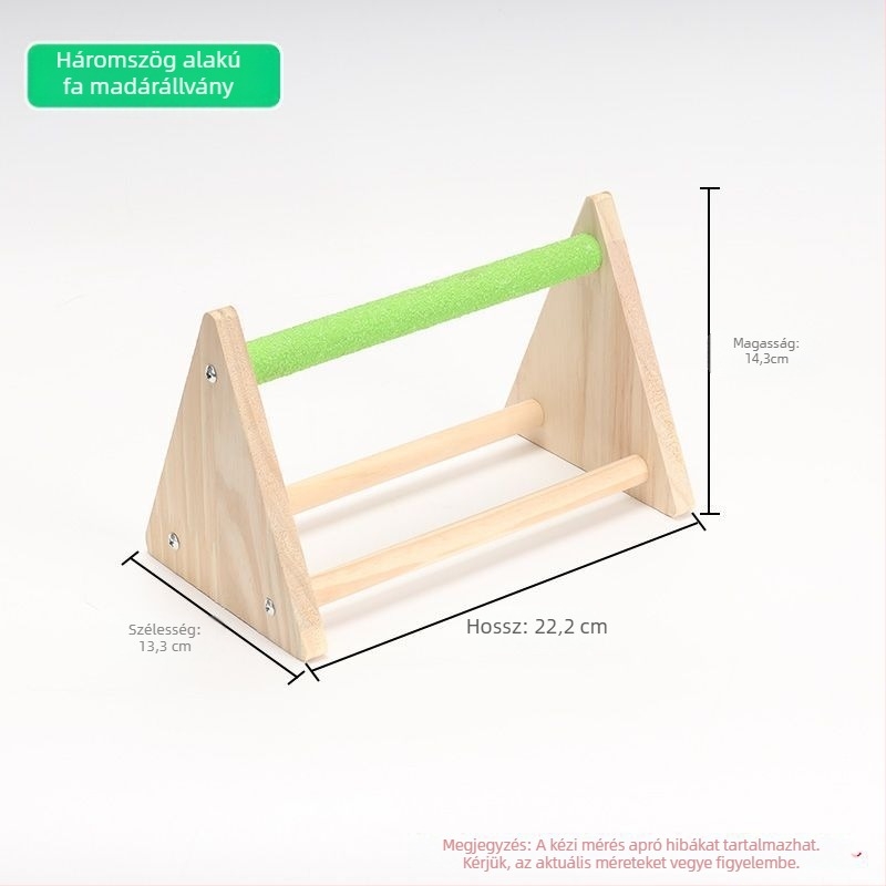 Fából készült papagájjátszótér — interaktív hintázó állvány és csiszoló karmát gyakoroló játék, madárketrec kiegészítő, márka Penta forest, eredet Shandong