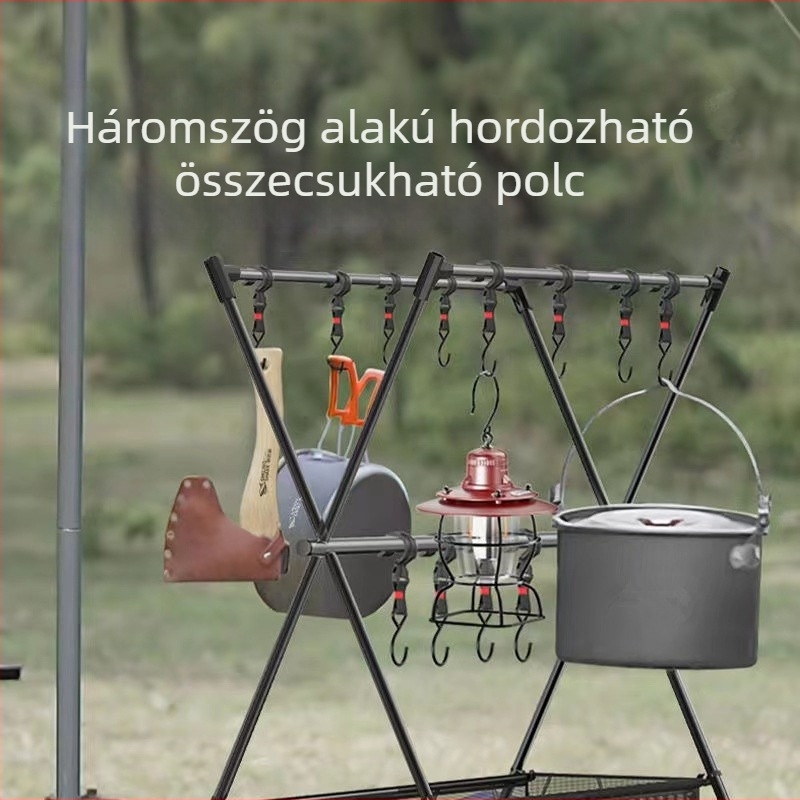 Kemping háromszög alakú összecsukható ruhaszárító állvány, könnyű alumíniumötvözet, hordozható kültéri tárolás
