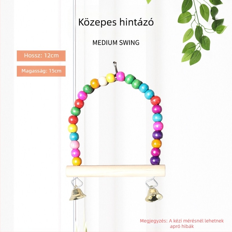 Fából készült Budgerigar lengő játék gyűrűvel a madárkalitkához — Parrot Forest
