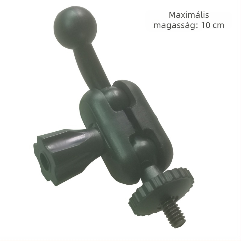 Autó tartó telefon 17 mm-es gömbfejjel, hajtogatható kettős csuklókar és rugalmas cső tartó; műanyag kivitel