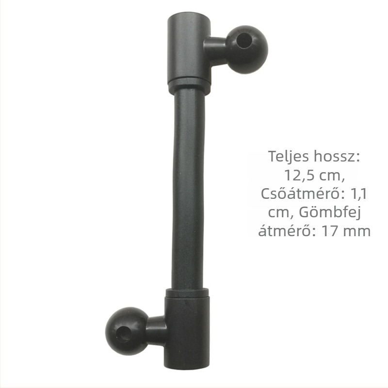 Autó tartó telefon 17 mm-es gömbfejjel, hajtogatható kettős csuklókar és rugalmas cső tartó; műanyag kivitel