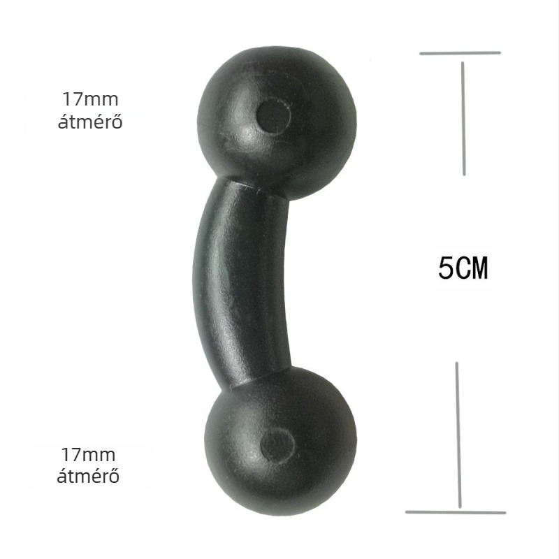 Autó tartó telefon 17 mm-es gömbfejjel, hajtogatható kettős csuklókar és rugalmas cső tartó; műanyag kivitel