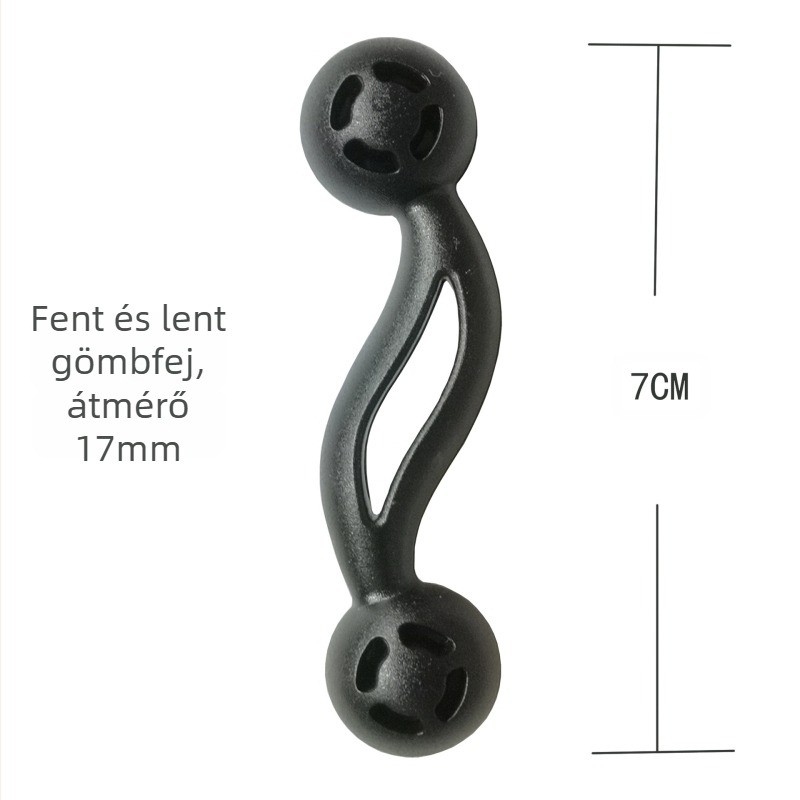 Autó tartó telefon 17 mm-es gömbfejjel, hajtogatható kettős csuklókar és rugalmas cső tartó; műanyag kivitel