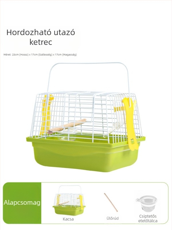 Hordozható madárketrec nagy belső térrel, fém keret, Weibi márka, származás Shanghai, madarak számára