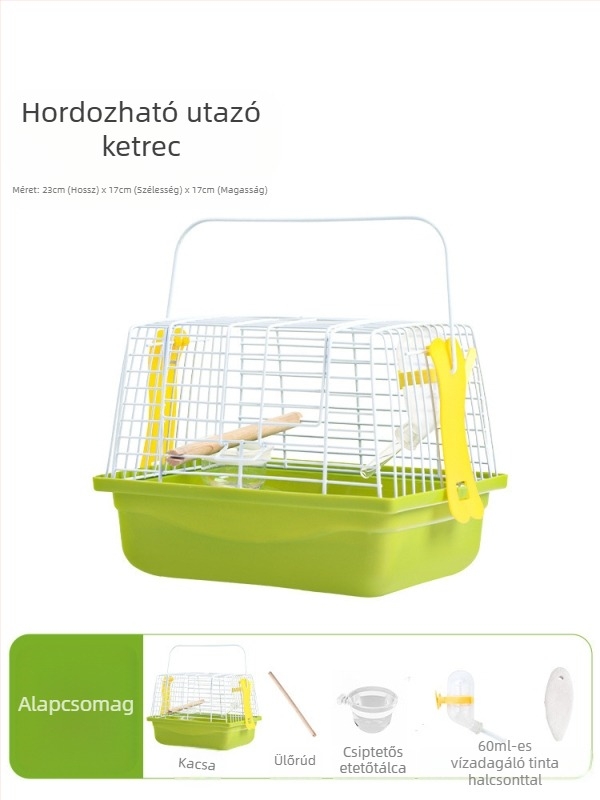 Hordozható madárketrec nagy belső térrel, fém keret, Weibi márka, származás Shanghai, madarak számára