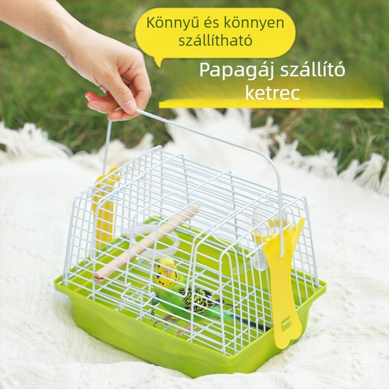 Hordozható madárketrec nagy belső térrel, fém keret, Weibi márka, származás Shanghai, madarak számára