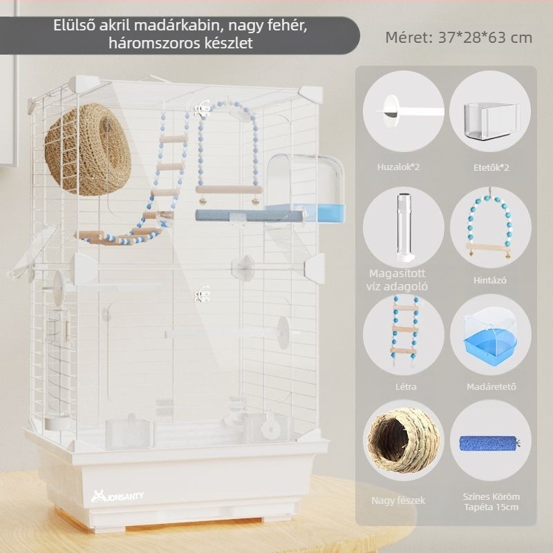 Papagáj ketrec – Nagy kültéri, átlátszó fém ketrec vécétálcával, alacsony széntartalmú acéldrótból