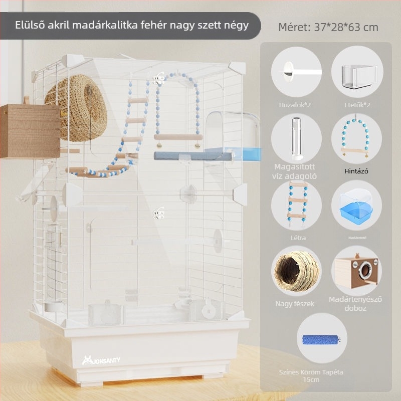 Papagáj ketrec – Nagy kültéri, átlátszó fém ketrec vécétálcával, alacsony széntartalmú acéldrótból