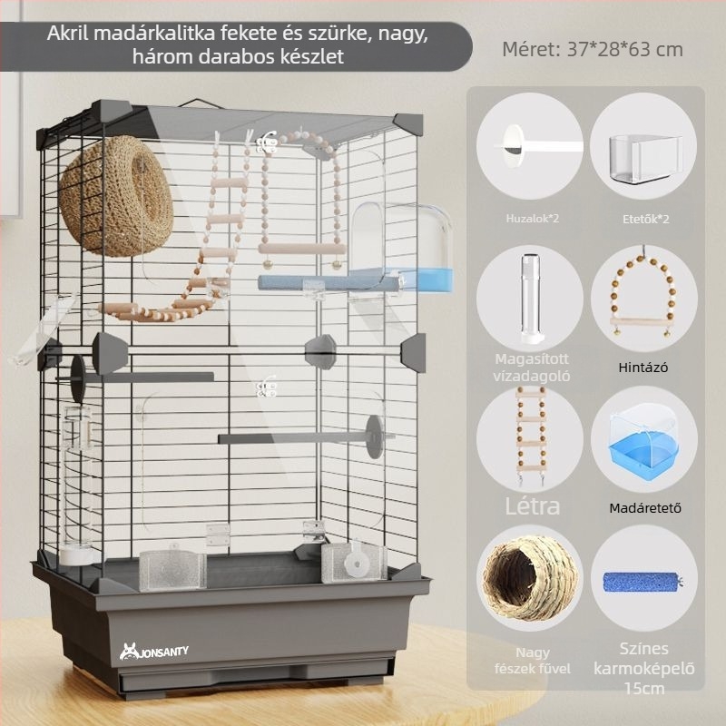 Papagáj ketrec – Nagy kültéri, átlátszó fém ketrec vécétálcával, alacsony széntartalmú acéldrótból