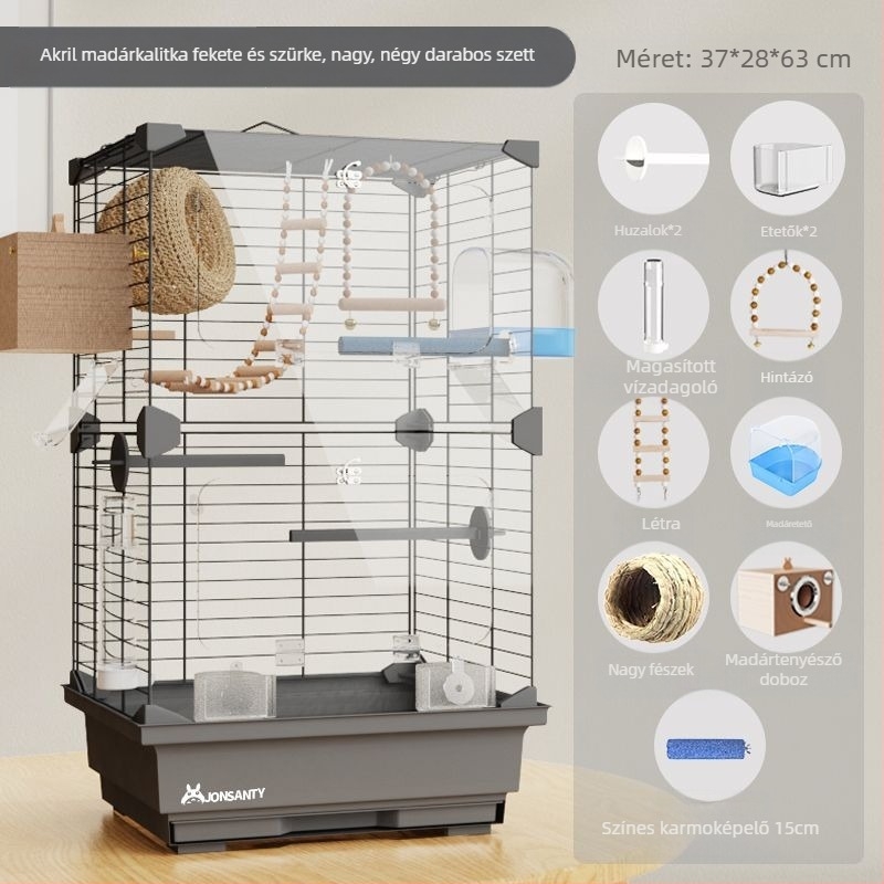 Papagáj ketrec – Nagy kültéri, átlátszó fém ketrec vécétálcával, alacsony széntartalmú acéldrótból