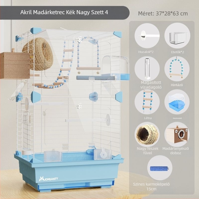 Papagáj ketrec – Nagy kültéri, átlátszó fém ketrec vécétálcával, alacsony széntartalmú acéldrótból