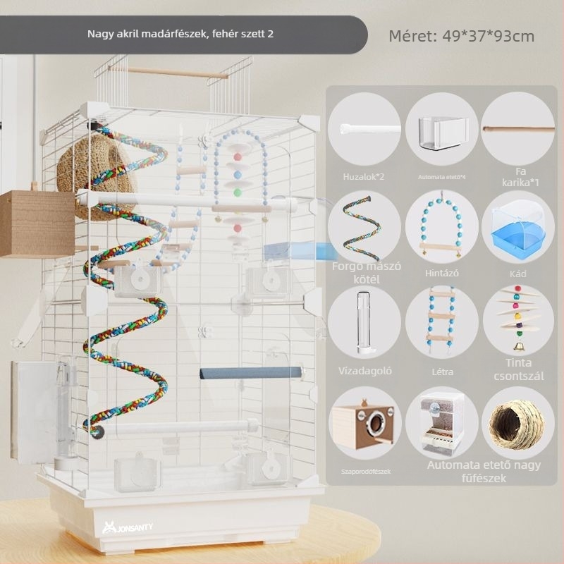 Papagáj ketrec – Nagy kültéri, átlátszó fém ketrec vécétálcával, alacsony széntartalmú acéldrótból