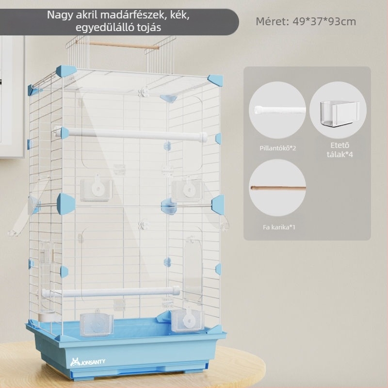 Papagáj ketrec – Nagy kültéri, átlátszó fém ketrec vécétálcával, alacsony széntartalmú acéldrótból