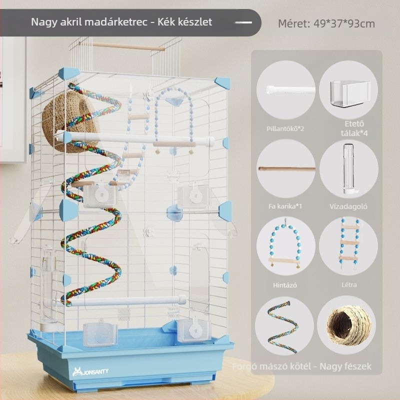 Papagáj ketrec – Nagy kültéri, átlátszó fém ketrec vécétálcával, alacsony széntartalmú acéldrótból