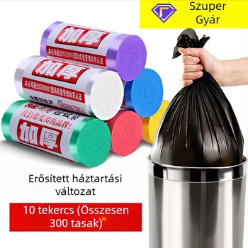 PE szemeteszsákok, vastagítottak, lapos szájú, egyszer használatos, 100 darabos csomag, háztartási használatra