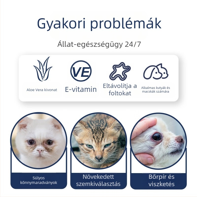 Duolai ammon Háziállat-törlőkendők macskáknak és kutyáknak — Szem- és fültisztítás, nemszövött anyag, tisztítás, univerzális használat