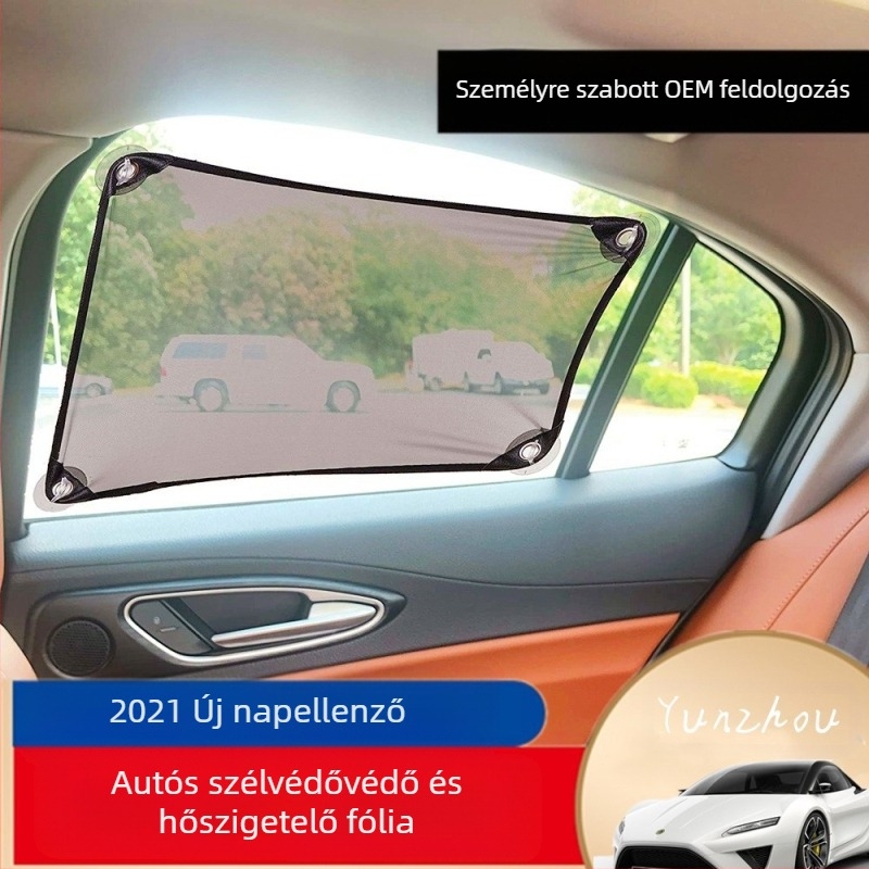 Személyre szabott autóablak háló árnyékoló - poliészter, félig átlátszó, akasztóval, univerzális kivitel