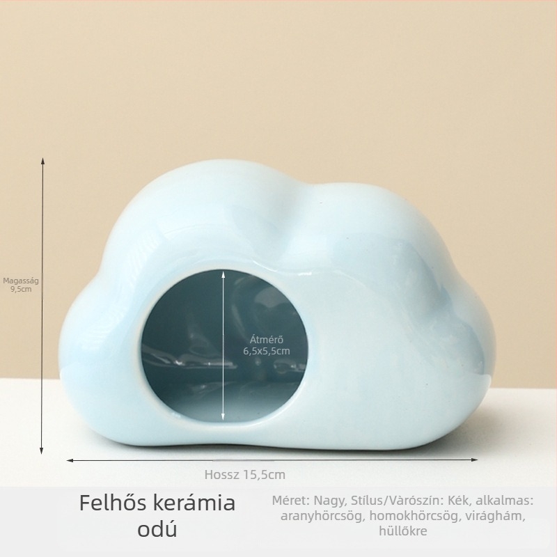 Felhő alakú kerámia hörcsögfészek – hűtéshez és hőelvezetéshez