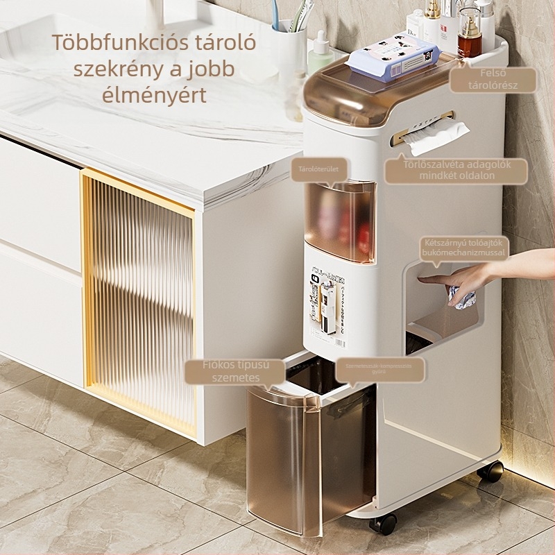 Fürdőszobai tároló szekrény, önálló, fiókos, műanyag, 331-es modell, japán stílus