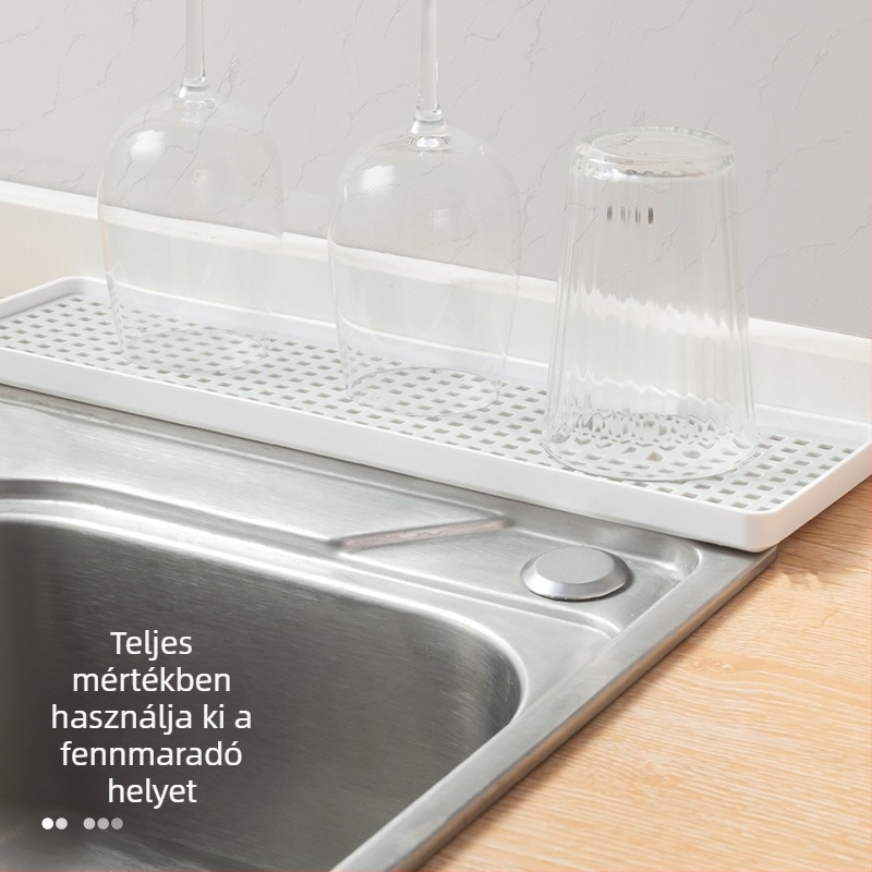 Kétoldalas teás tálca lefolyóval, műanyag, északi minimalist stílusú, téglalap alakú