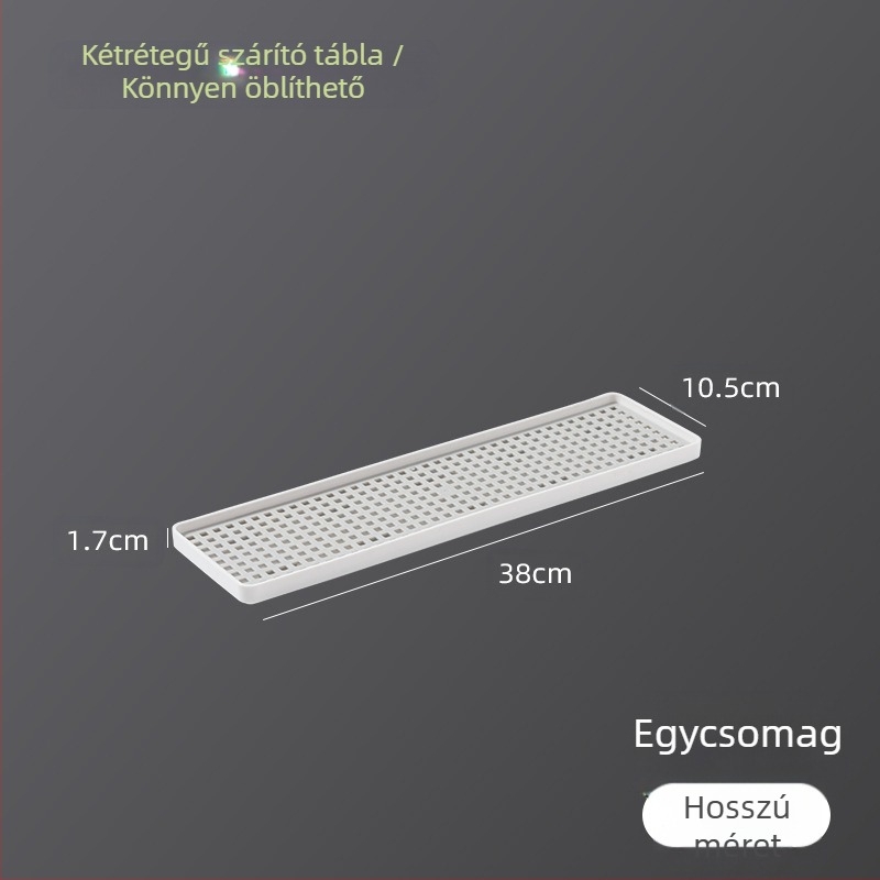 Kétoldalas teás tálca lefolyóval, műanyag, északi minimalist stílusú, téglalap alakú