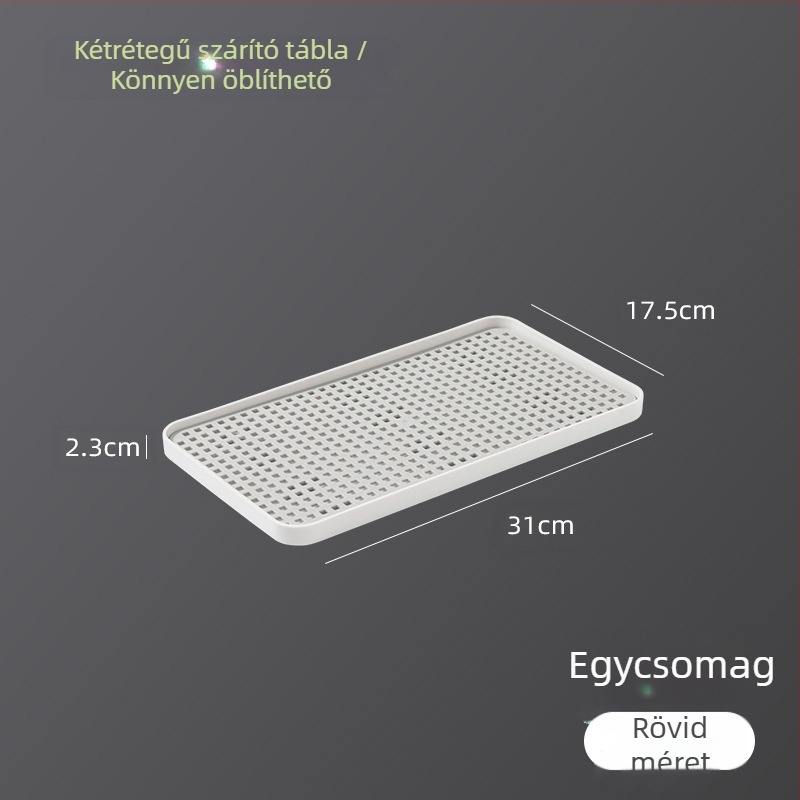 Kétoldalas teás tálca lefolyóval, műanyag, északi minimalist stílusú, téglalap alakú