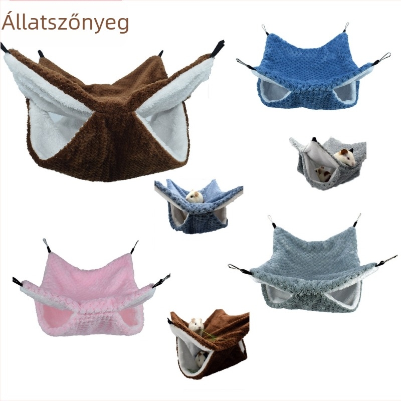 Hörcsög számára dupla rétegű korall velúr függőhám — kisállatok számára, egész évben, télen kényelmes