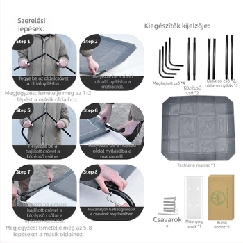 Összecsukható fém kutyaágy, lélegző, hordozható, mosható