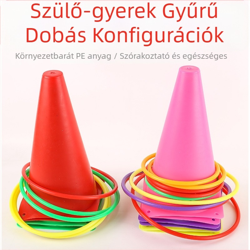 Műanyag kültéri körös dobó játék akadályos vödrökkel, fejleszti a kéz-szem koordinációt, 7–14 éveseknek.