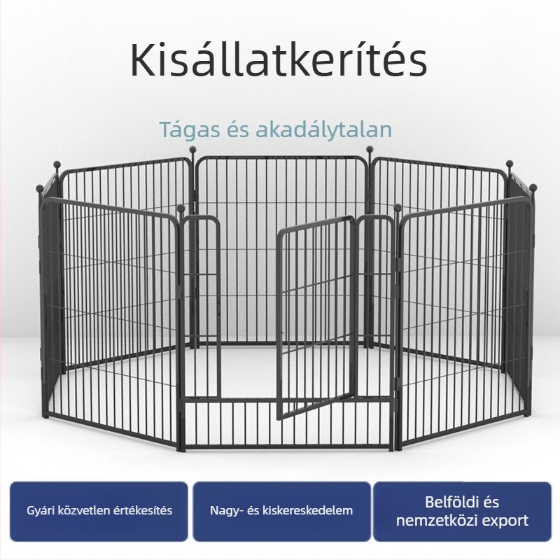 Kültéri kutya-kerítés és beltéri kisállatketrec közepes és nagytestű kutyáknak.