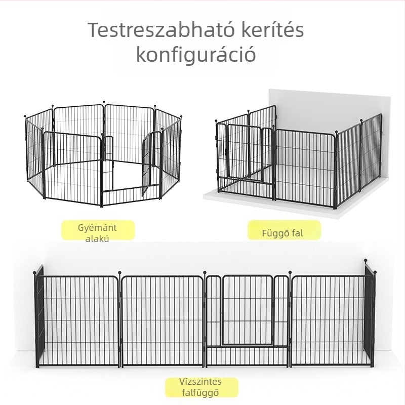 Kültéri kutya-kerítés és beltéri kisállatketrec közepes és nagytestű kutyáknak.