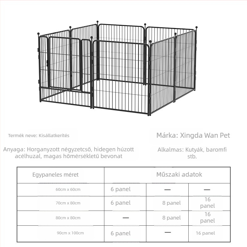 Kültéri kutya-kerítés és beltéri kisállatketrec közepes és nagytestű kutyáknak.