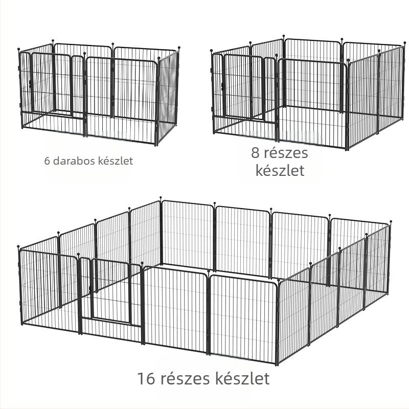 Kültéri kutya-kerítés és beltéri kisállatketrec közepes és nagytestű kutyáknak.