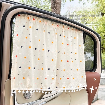 Évszaktól független virágos autóablak napvédő, pamut anyag, szívó-kupakkal szerelhető, univerzális illeszkedés, napvédelem és hőszigetelés