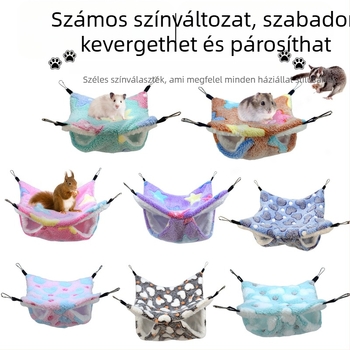 Hamster függő, kétoldalas flanel-hamak, meleg alvóhely kisállatoknak