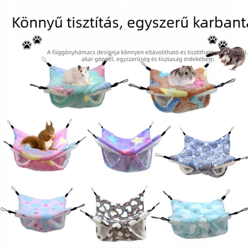 Hamster függő, kétoldalas flanel-hamak, meleg alvóhely kisállatoknak