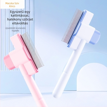 Meow Heart Baby Kisállat-fésű macskák és kutyák számára — rozsdamentes acél, bolha fésű öntisztító tűs fogakkal