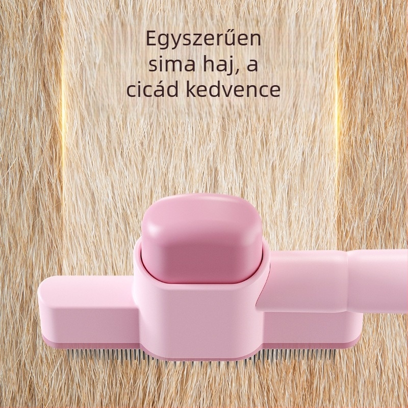 Meow Heart Baby Kisállat-fésű macskák és kutyák számára — rozsdamentes acél, bolha fésű öntisztító tűs fogakkal