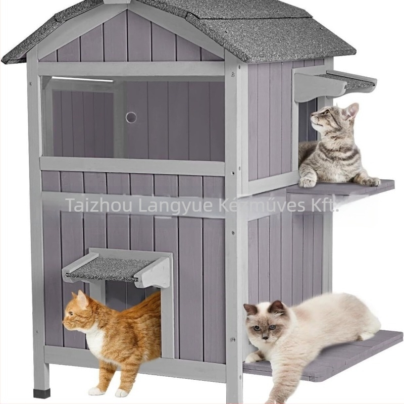 Kültéri kisállatház - macskaház, szétszerelhető és összeszerelhető, márka LANYO, anyag: MDF lemez