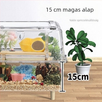 Akril hamsterketrec — átlátszó, beltéri szigetelés, teljes berendezési készlet (Weibi)