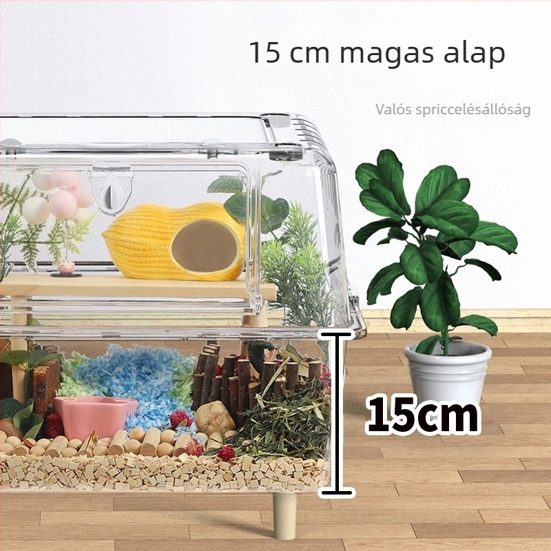 Akril hamsterketrec — átlátszó, beltéri szigetelés, teljes berendezési készlet (Weibi)