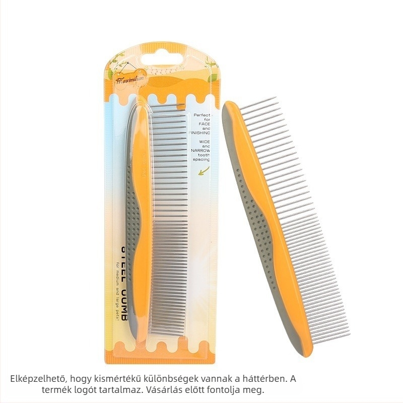 Háziállatok egyenes fésűje macskáknak és kutyáknak — eltávolítja a laza szőrt; anyagok: TRP, műanyag, rozsdamentes acél; márka Domestic