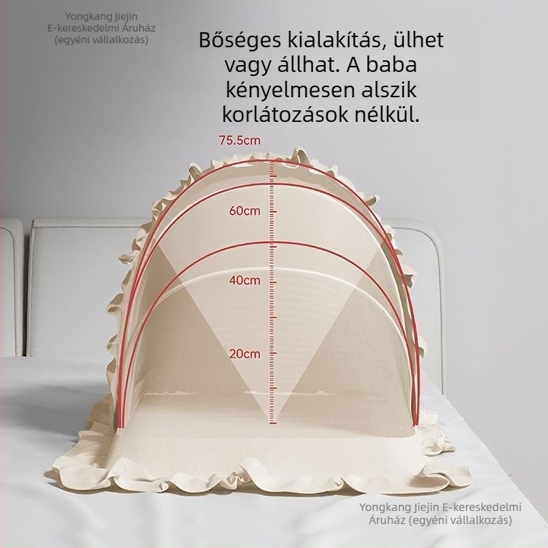 Összecsukható ágyiszúnyogháló üvegszálcső kerettel, 0–1 évesek számára